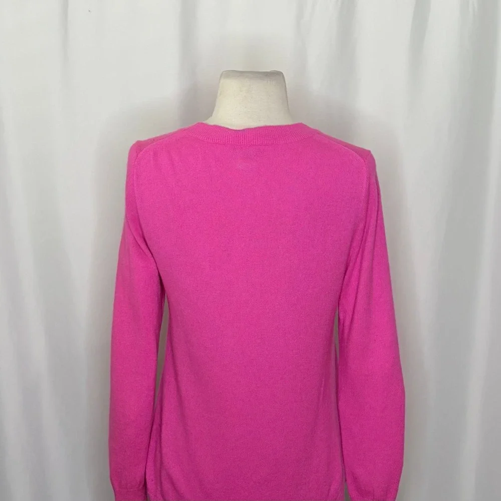 J. CREW Cashmere Slim Fit Crewneck Sweater Solid Neon Fuchsia Pink Knit Small